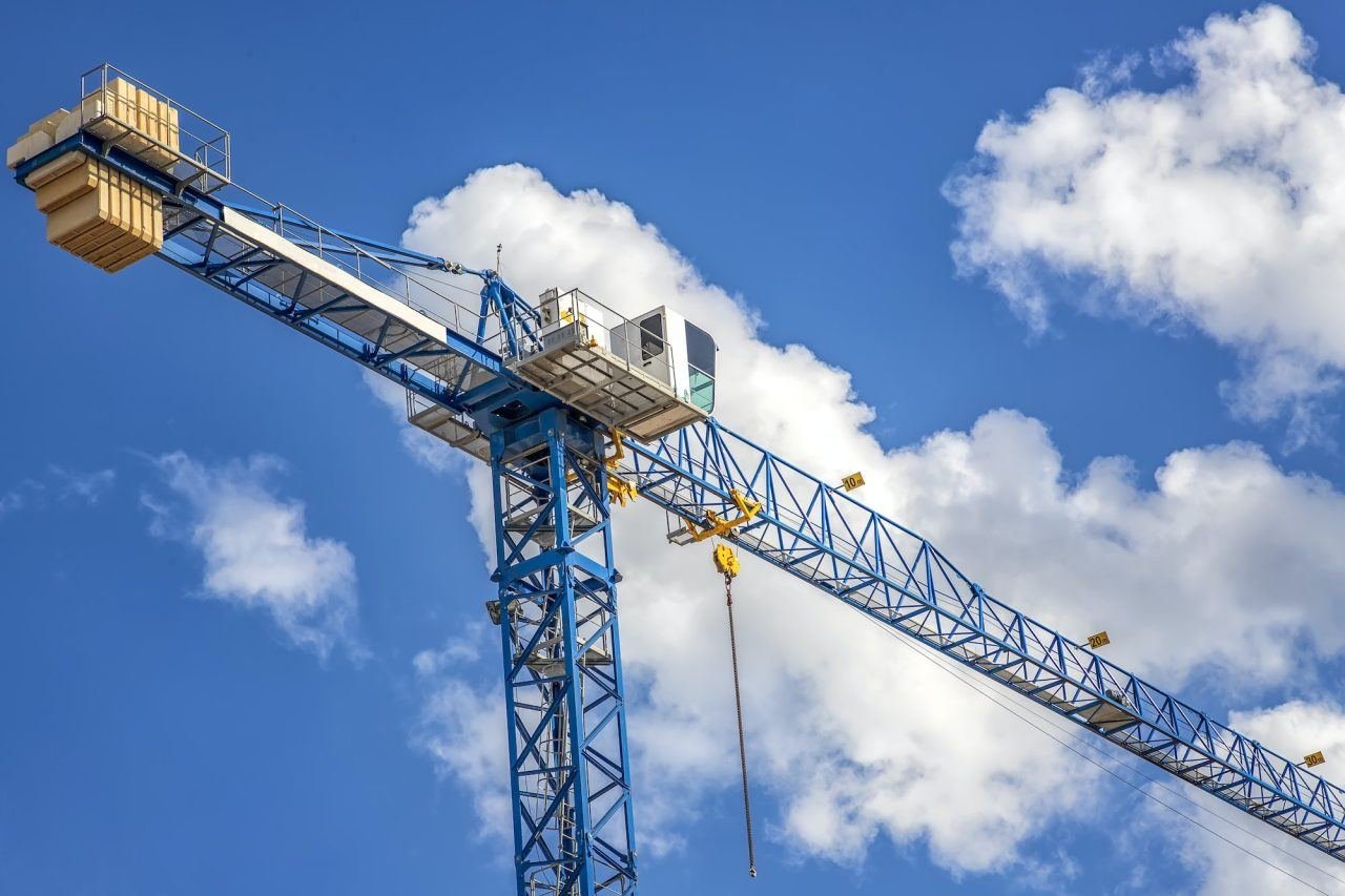 Tower crane against a clear sky